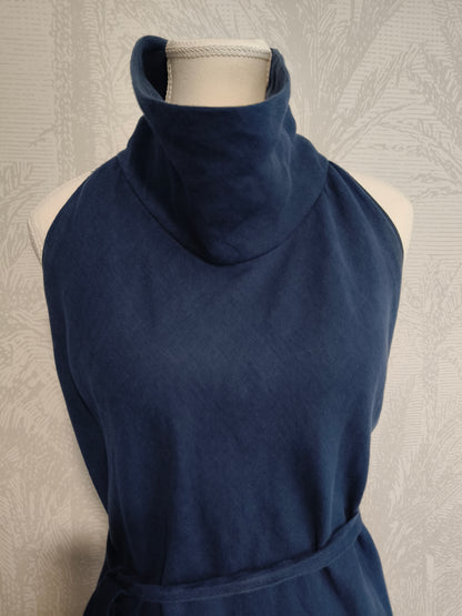 Vintage Carla Zampatti Navy Linen Halter Maxi Dress