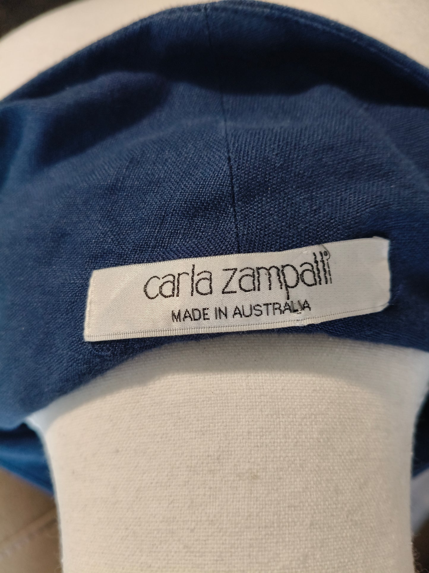 Vintage Carla Zampatti Navy Linen Halter Maxi Dress