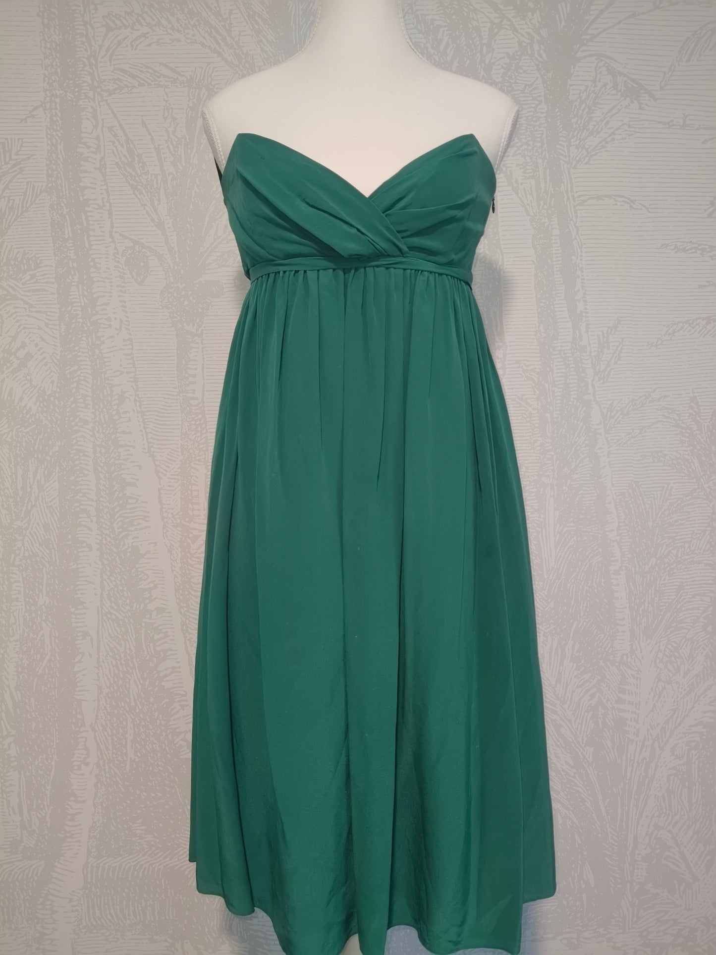 Camilla and Marc Strapless Green Silk Dress