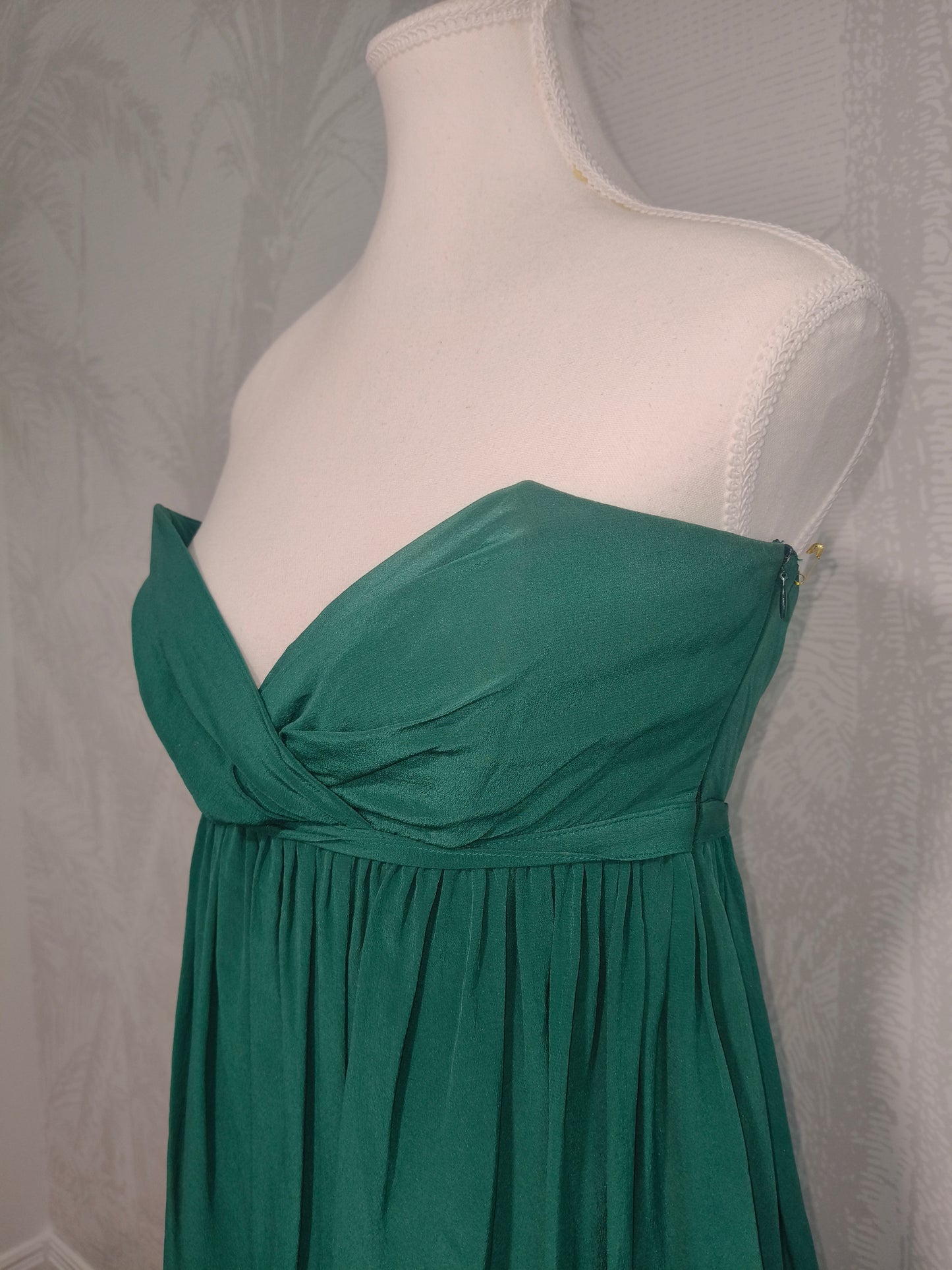 Camilla and Marc Strapless Green Silk Dress