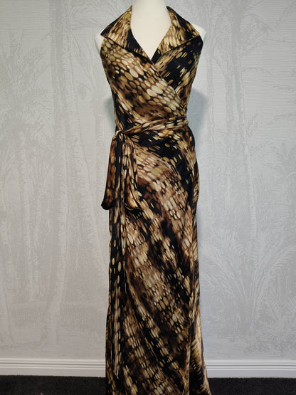 Charlie Brown Satin Halter-Neck Wrap Maxi Dress