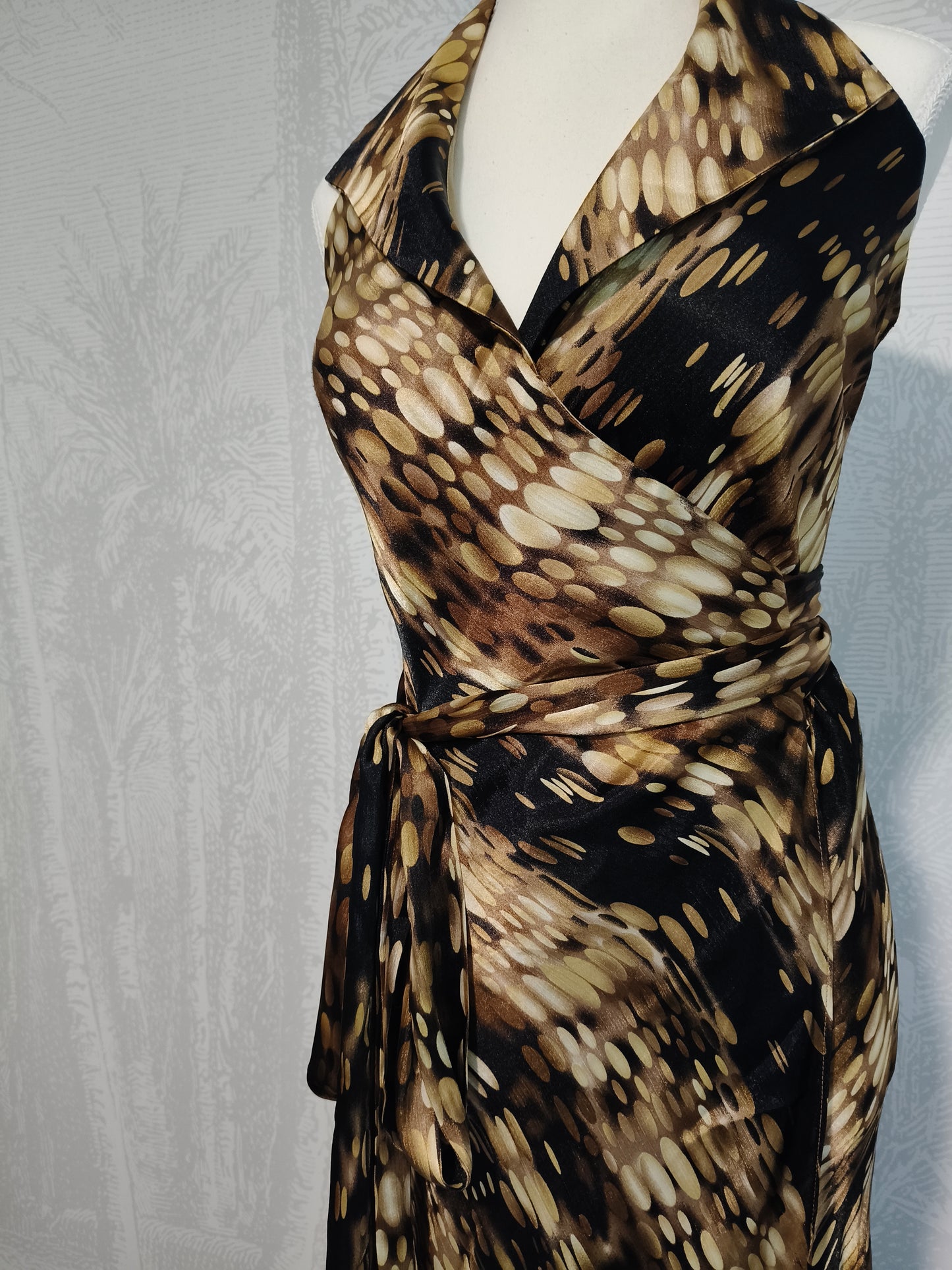 Charlie Brown Satin Halter-Neck Wrap Maxi Dress