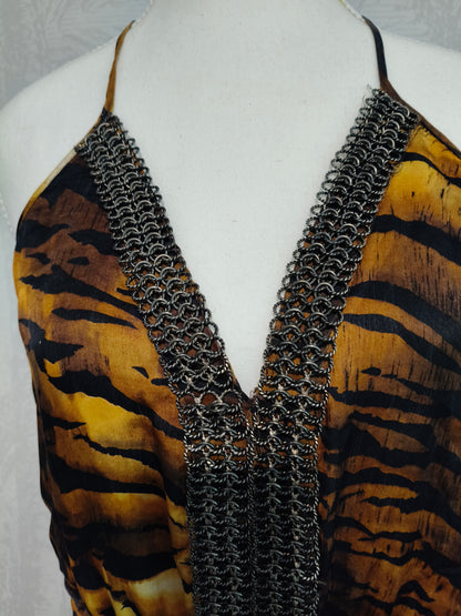 Lisa Ho Vintage Tiger-Print Silk Halter Dress