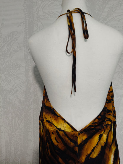 Lisa Ho Vintage Tiger-Print Silk Halter Dress